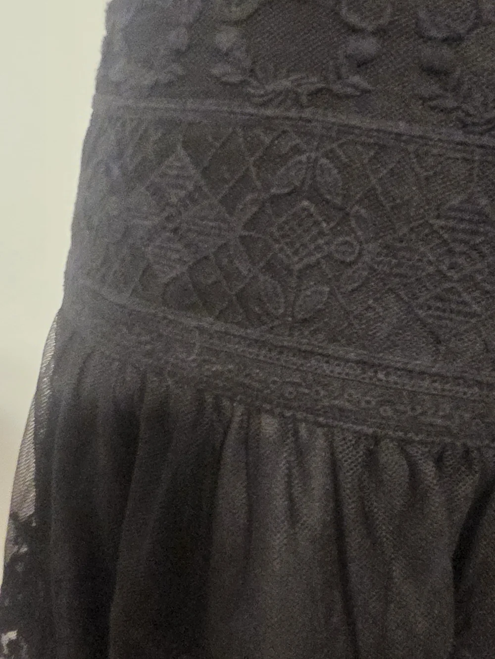 Promod Black Tiered Lace Mini Skirt